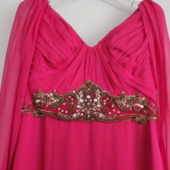MARCHESA Notte 100% silk gown dress fuchsia pink sz 0 - Picture 7 of 8
